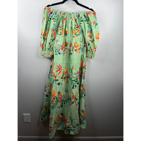 NWT Farm Rio x Anthropologie Tiered Floral Midi Dress Green Size XXS - Picture 4 of 7